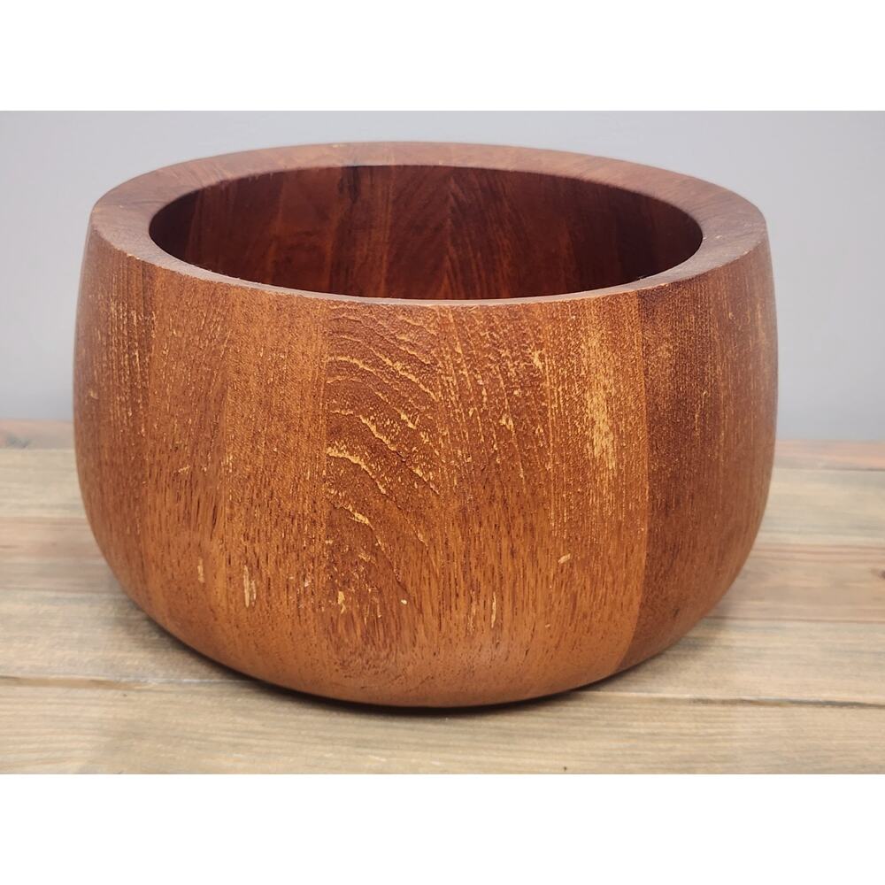 Vintage Dansk IHQ Quistgaard Staved Teak Salad Serving Bowl 9"x6" MCM